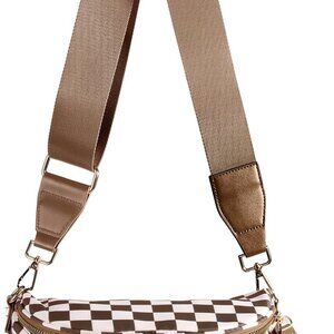 Durable Brown Checkered Crossbody Bag: Perfect for Daily Chic & Hands-Free Style